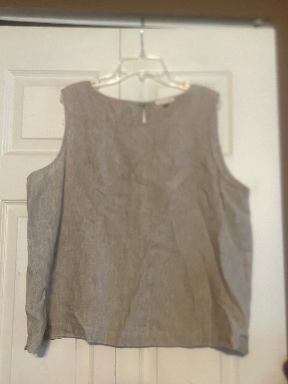 Eileen Fisher 100% organic linen beige tank too sleeveless top large
